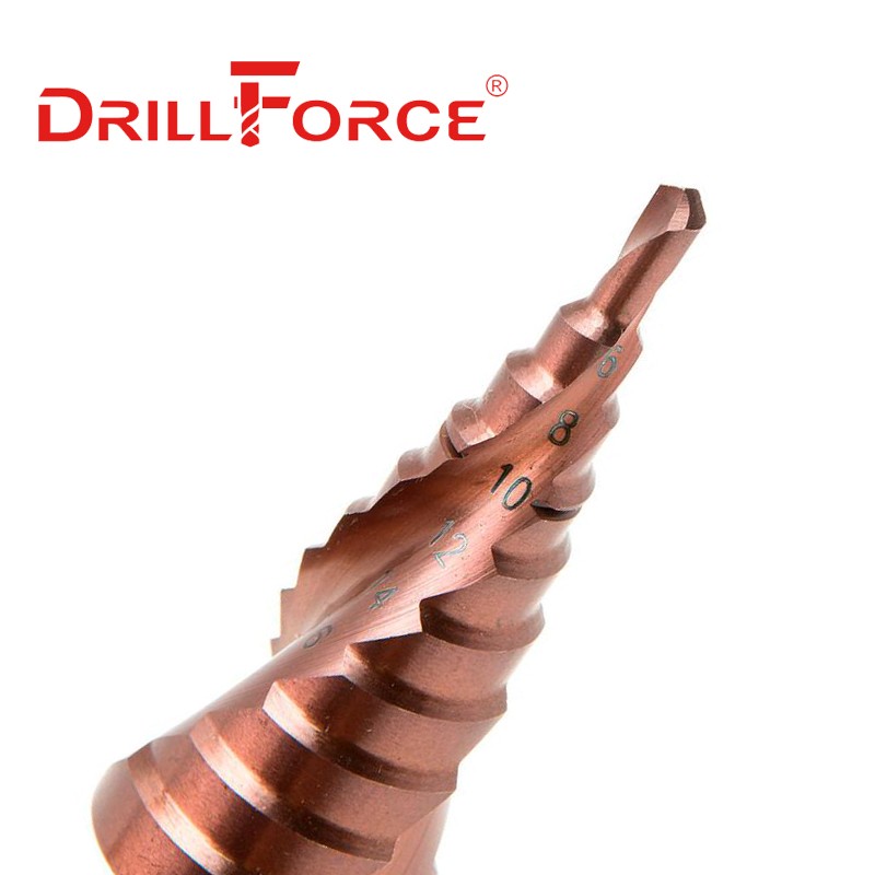 Drillforce M35 5% الكوبالت خطوة مثقاب الخشب HSSCO مخروط أداة معدنية ثقب القاطع 3-12/3-14/4-12/4-20/4-22/4-25/4-32/5-21/5-27/6-24 مللي متر