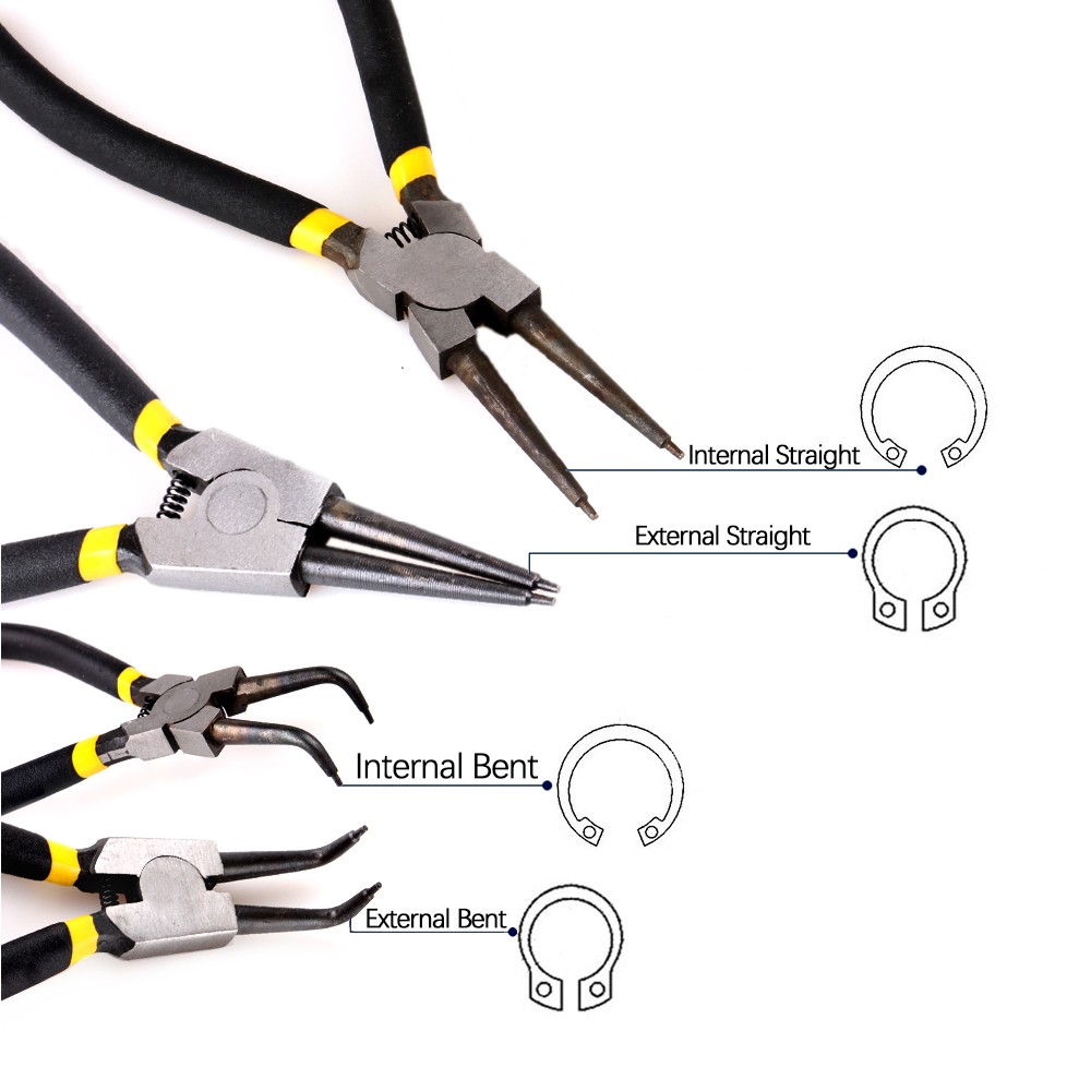 4pcs 7 inch sealing pliers inner outer curved straight tip multifunctional hand tools