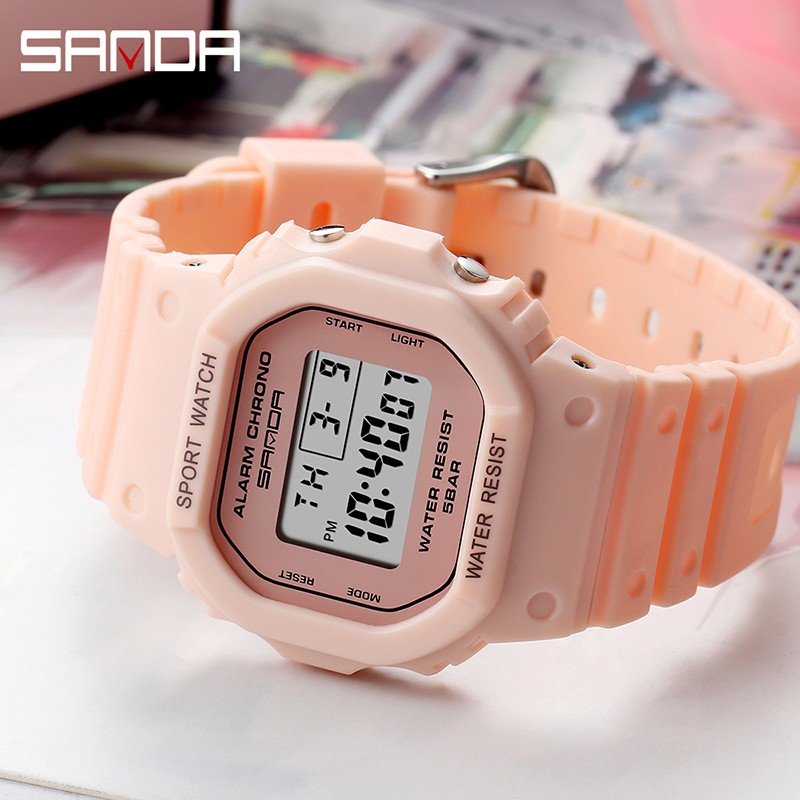 SANDA Fashion Simple Sports Watch Women Casual Military Watches Alarm Clock Shock Resistant Waterproof Digital Watches Female 293