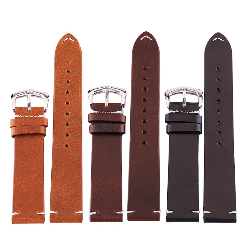 Genuine Leather Watchbands 18/19/20/21/22/24mm Watch Band Strap Steel Pin Buckle High Quality Business Wrist Strap Bracelet