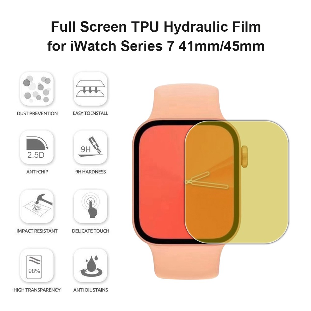 Full Screen Protective Film For Apple Watch 7 41mm 45mm Scratch Screen Film Hydraulic Tempered Protective Watch Accessories