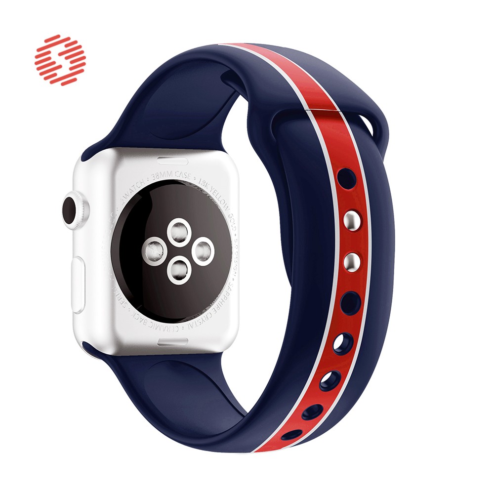 ShengOne Strap Soft Silicone Sport Band for Apple Watch 7 6 SE 5 4 45 44 42mm Striped Rubber Strap Replacement 3 2 1 41 40 38