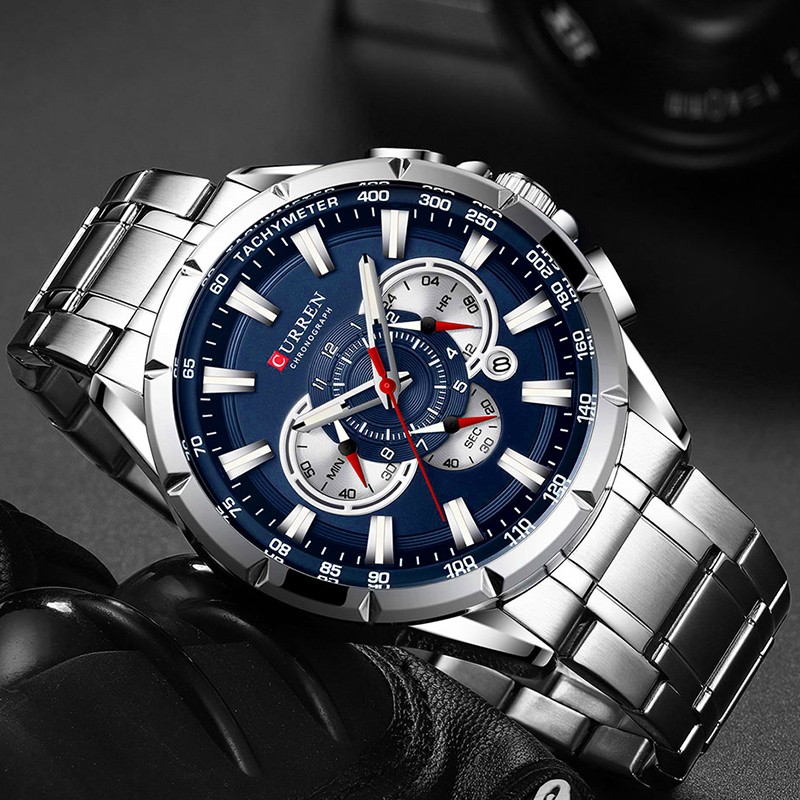 Curren Watches Men Luxury Brand Chronograph Quartz Watch Men Waterproof Sport Wrist Watch Men Stainless Steel Male Clock