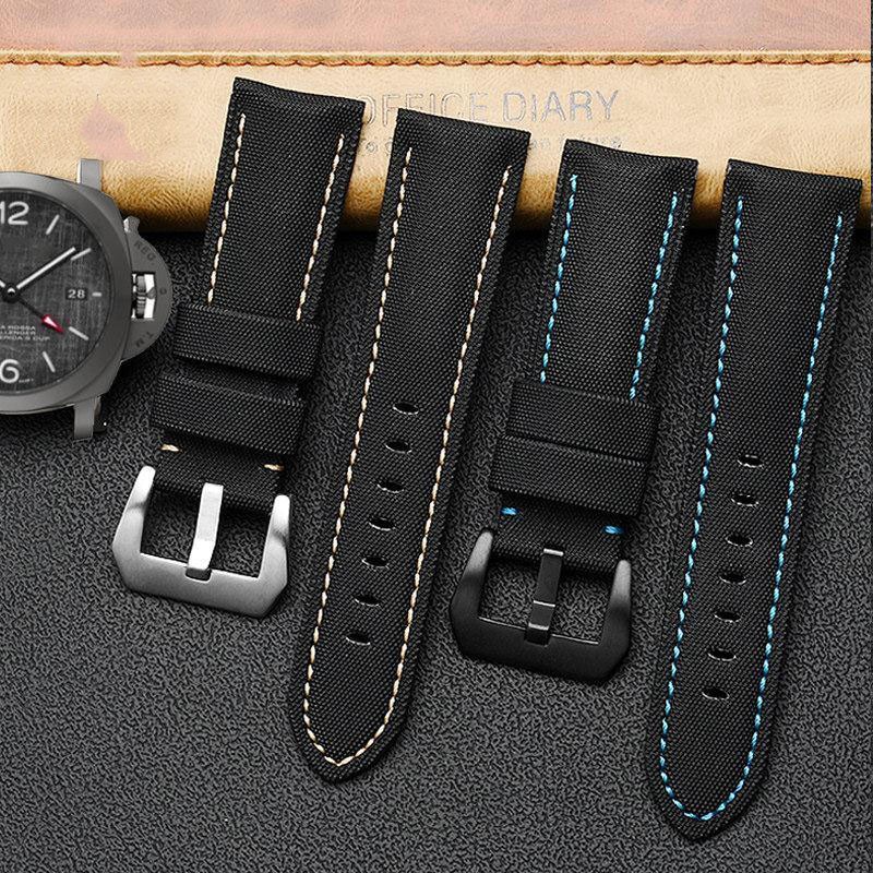 For Panerai PAM441/01661 Wristband 22mm 24mm 26mm Leather Sport Watchband Black Blue Watch Strap Accessories Bracelets
