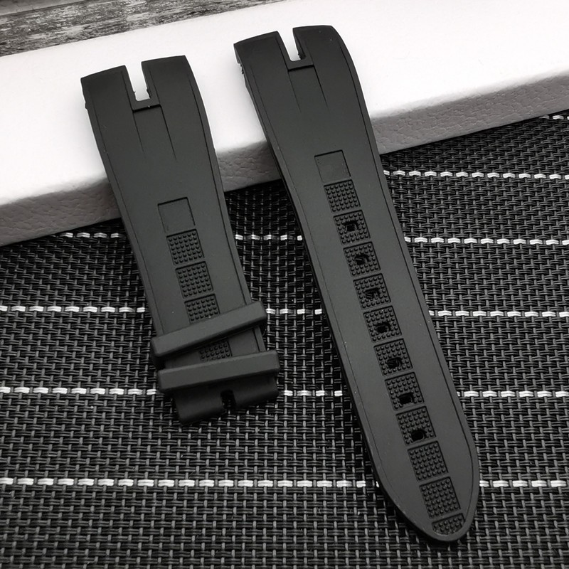 26.5 Black Nature Rubber Silicone Watchband Watch Strap Band for Roger Dubuis for EasyDiver Series 46mm Dial with Logo