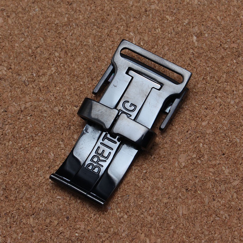 20mm BRE Folding Buckle Suitable for Breitling Clasp Avenger Chain Leather or Rubber Nylon Watchband Logo Silver Black