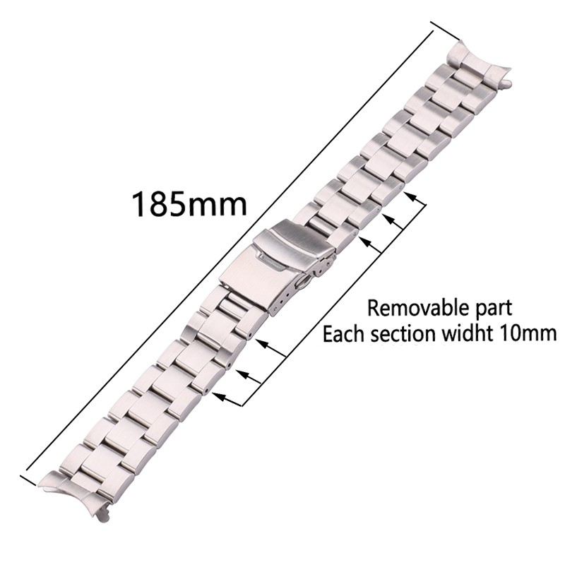 Stainless Steel Curved End Watch Strap Bracelet 20mm 22mm Silver Black Brushed Watches Women Men Metal Watches Accessories