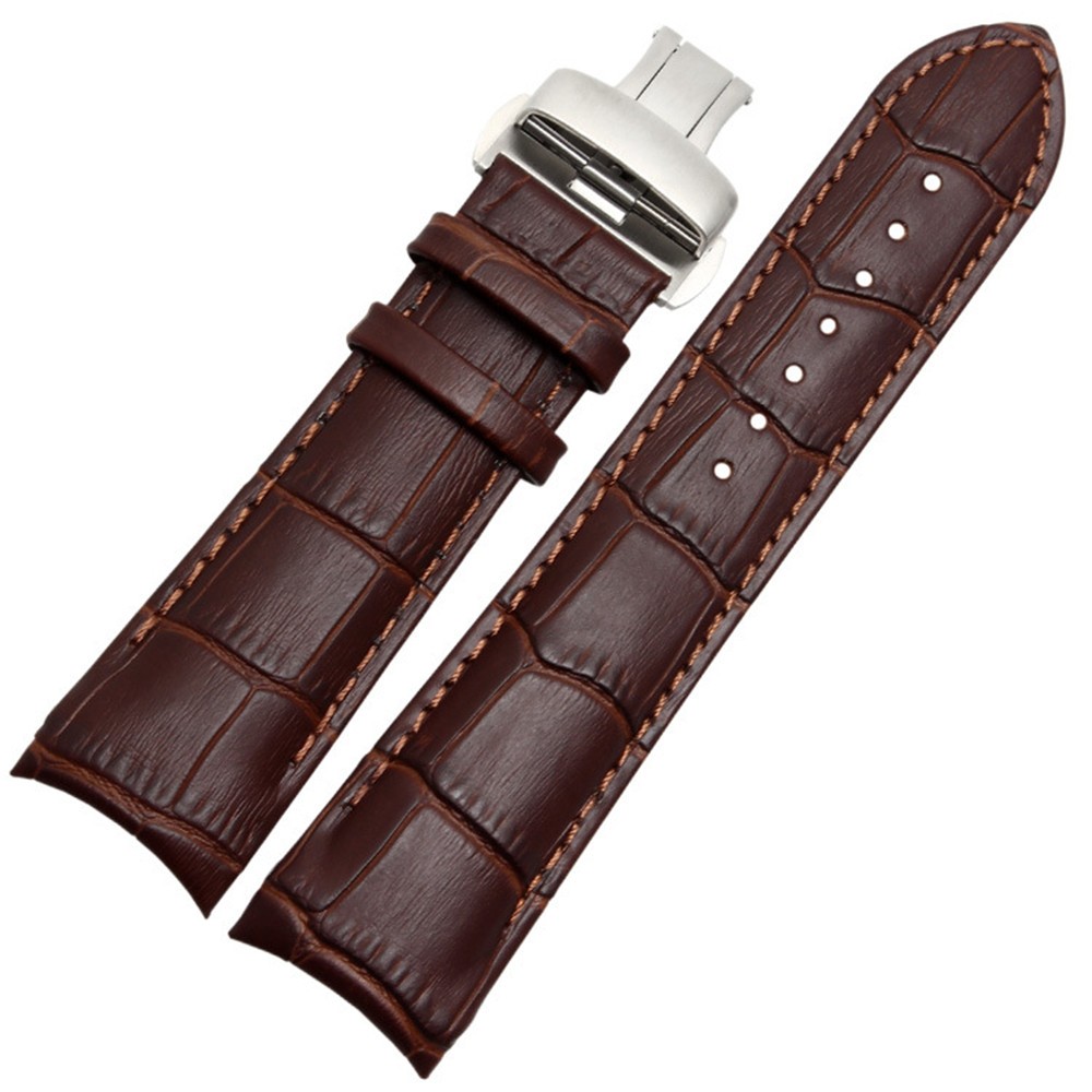 Handmade Genuine Leather Curved End Watchband for Tissot T035 Watch Band Strap Steel Buckle Wristband 22mm 23mm 24mm