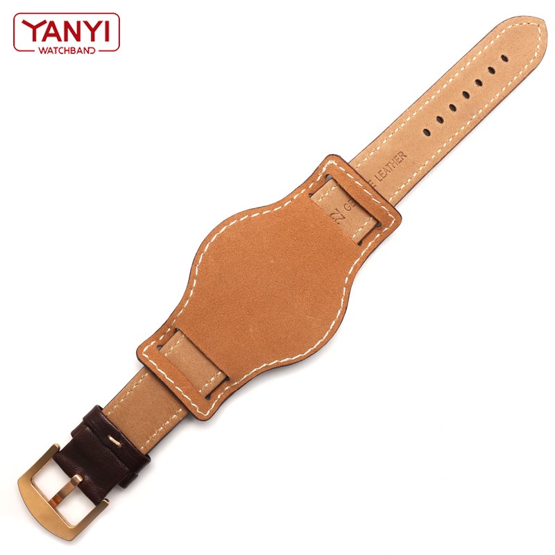 Genuine Leather Bracelet 18mm 20mm 21mm 22mm Watch Strap Man Watchband With Mat Wrist Band Handmade Leather Bracelet