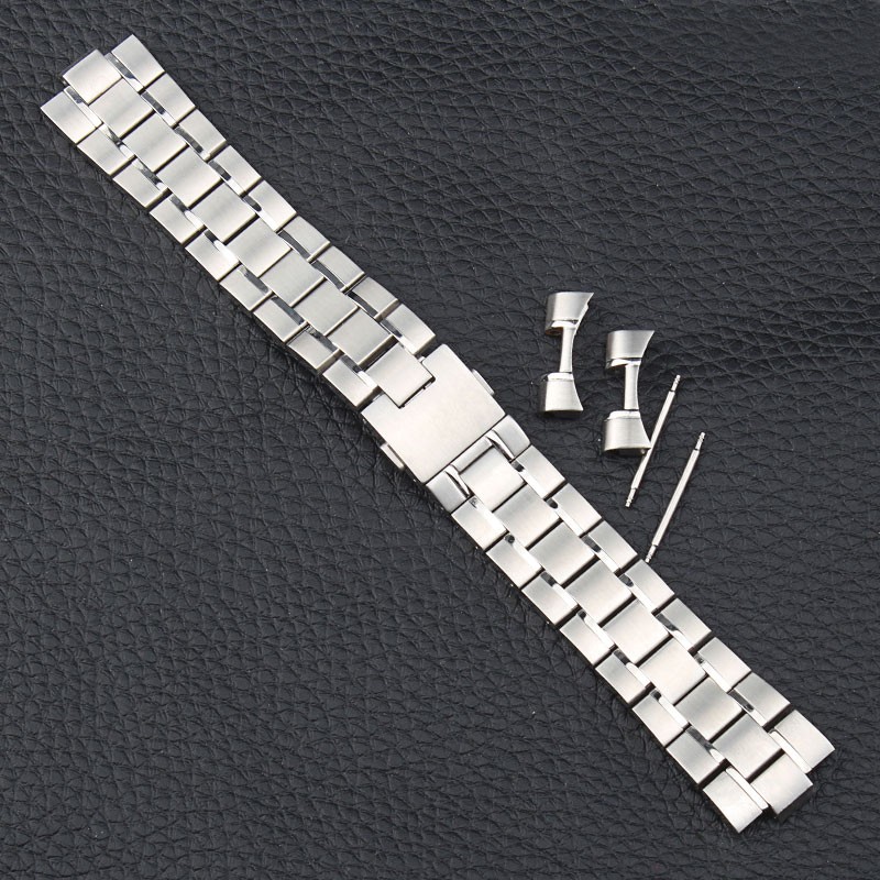 20mm 22mm Solid Silver Stainless Watchband For Tag Heuer Carrera Special Curved End Clasp Men's Wristband Logo On