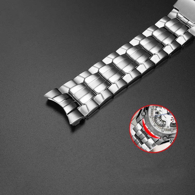 For Casio EF-550 EF-524 Stainless Steel Watchband 22mm Silver Strap Deployment Buckle Bracelet Metal Strap Men's Watch Series