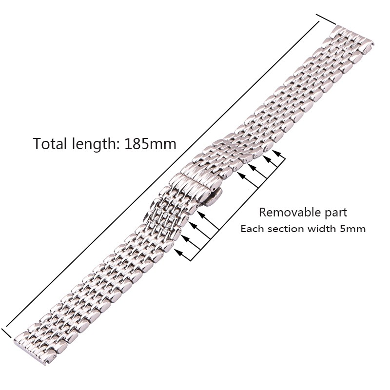 Stainless Steel Watch Band Bracelet Women Men 16mm 18mm 20mm 22mm Silver Straight End Watchband Strap Watch Accessories