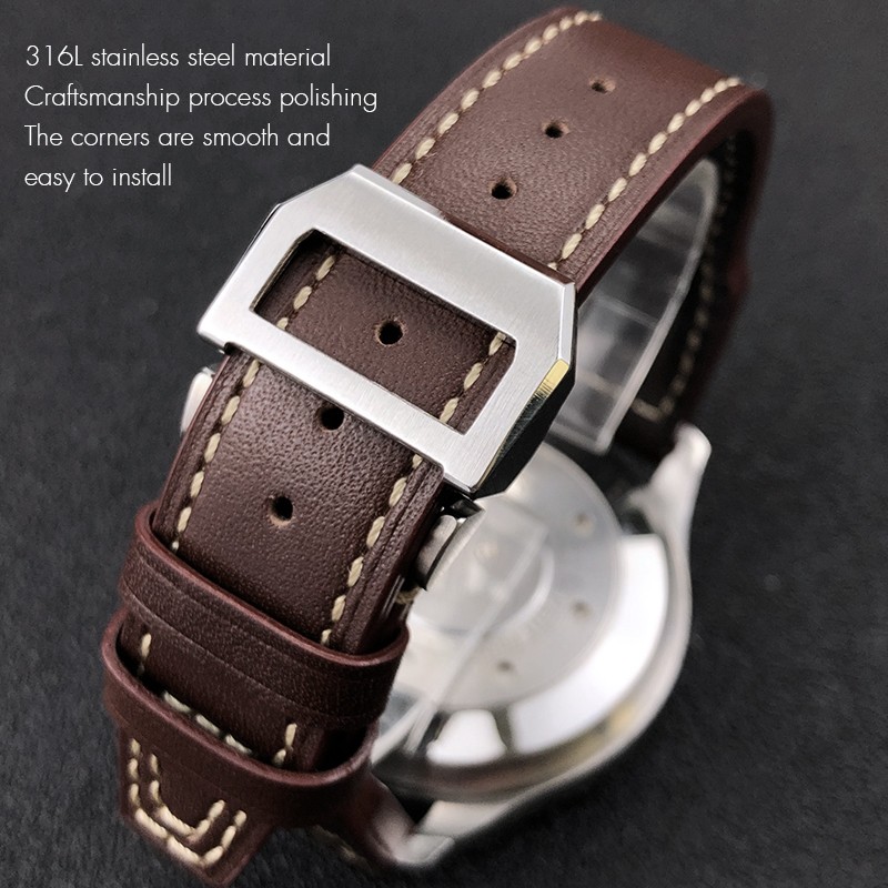 21mm 22mm High Quality Genuine Leather Rivets Watchband Fit For IWC Large Pilot Spitfire Gun Top Brown Black Cowhide Watch Strap