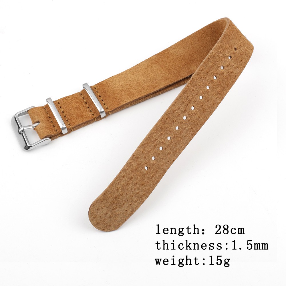 NATO Zulu Watch Strap Suede Leather Soft Watch Band Stainless Steel Square Buckle Wrist Replacement Strap18mm 20mm 22mm 24mm