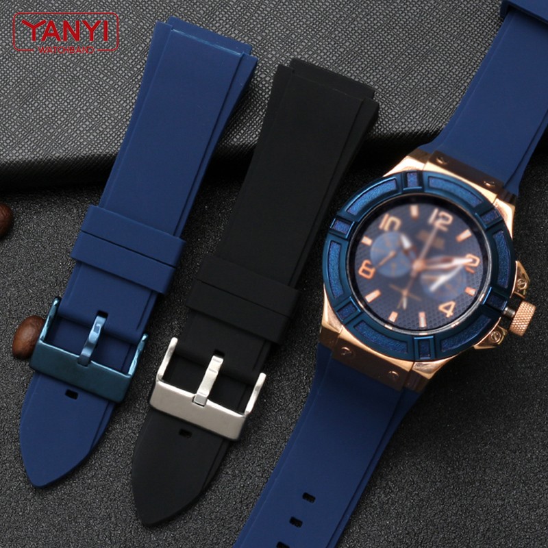 Rubber Watchband 22mm Blue Color Silicone Rubber Band for Guess W0247G3 W0040G3 W0040G7 Watches Band Brand Sport Watch Strap