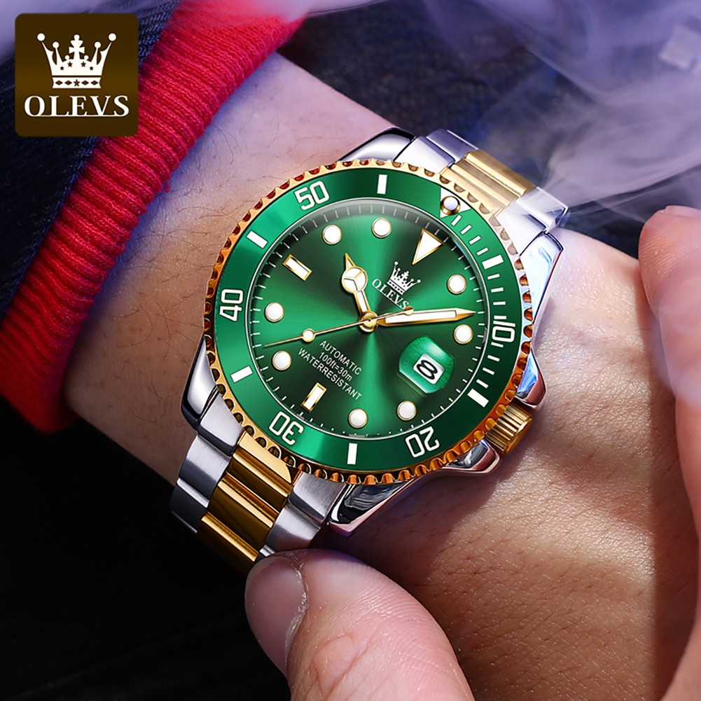 OLEVS Stainless Steel Strap Submarine Full Automatic Men's Watch Waterproof Business Automatic Mechanical Men's Wristwatch