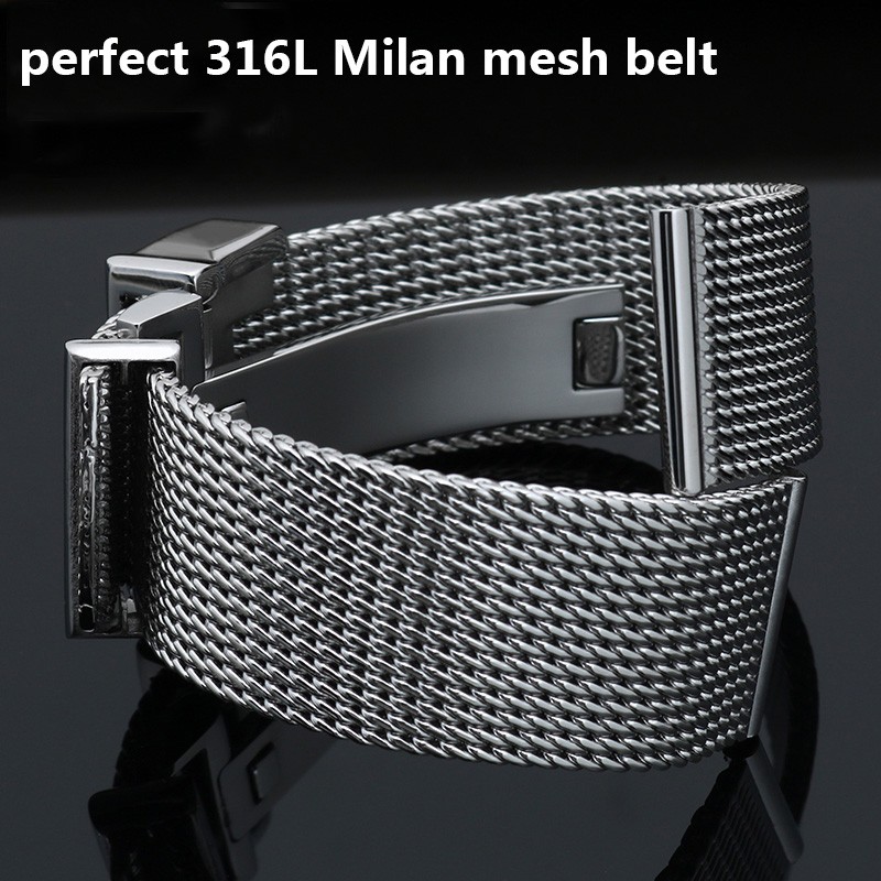 Watch Accessories Folding Clasp 20mm 22mm Milanese Stainless Steel Mesh Watch Band Best For IWC Portofino Family Chain Strap