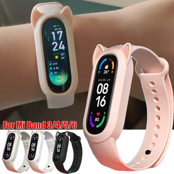 Cat Ear Strap For Xiaomi MiBand 3 4 5 6 Wrist Strap TPU Replacement For Xiaomi Band 4 5 Silicone Wristband Bracelet Mi Band 6 5