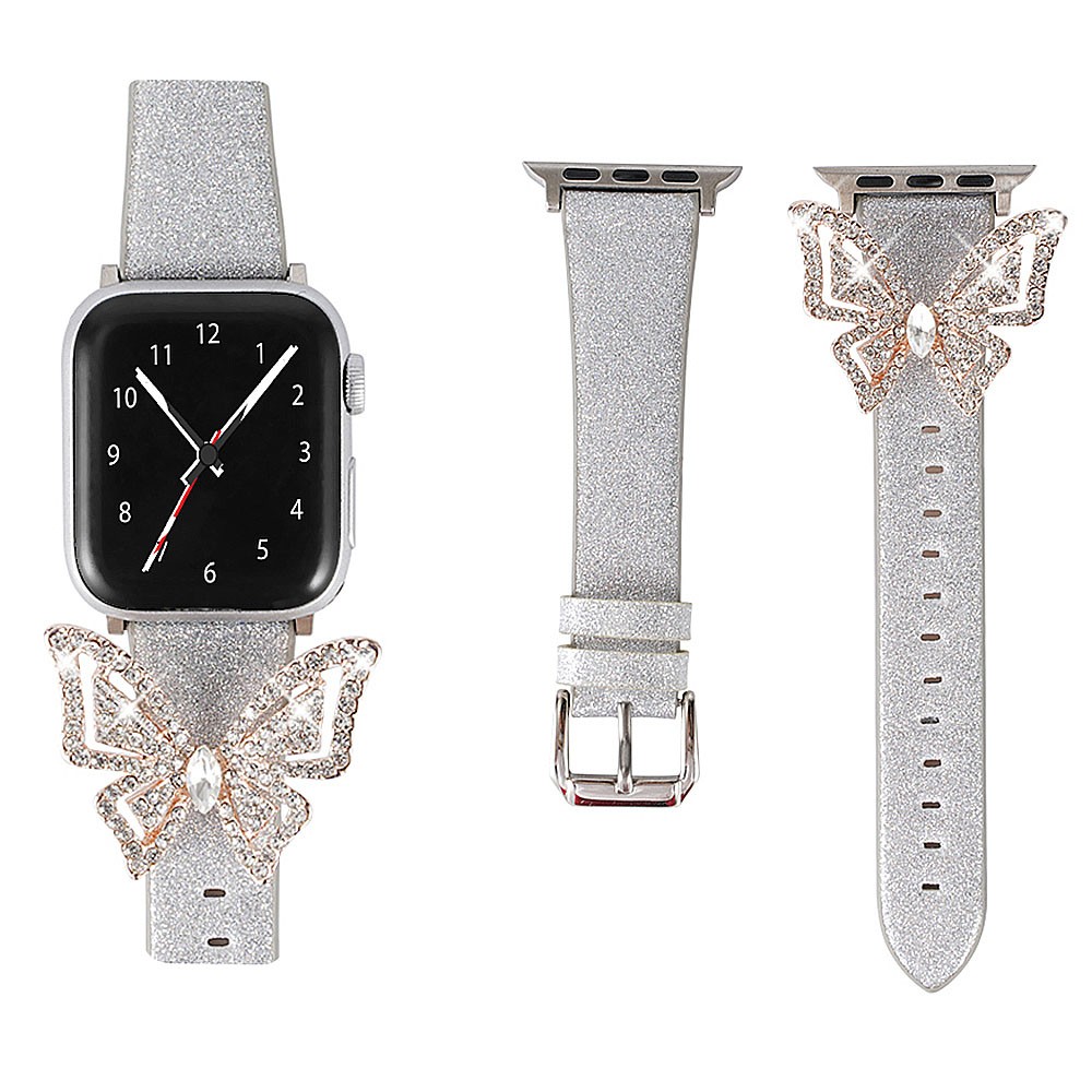 Glossy Leather Strap for Apple Watch Series 1 2 3 4 5 6 SE Diamond Band for 38 40 42 44mm iWatch