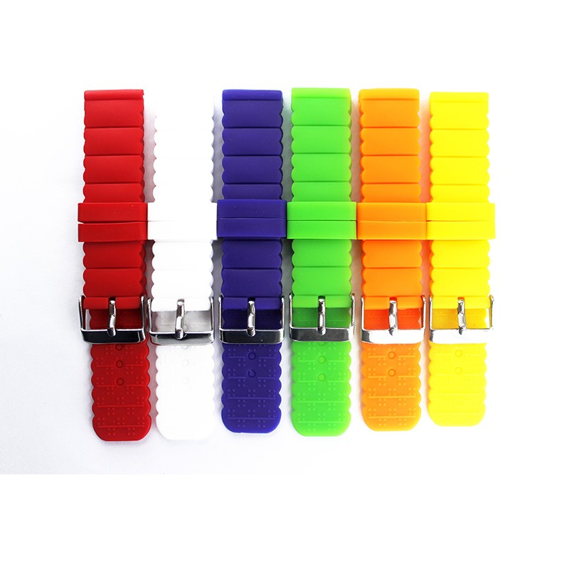 Silicone strap 20mm flat pin buckle watch accessories for kids ladies color strap