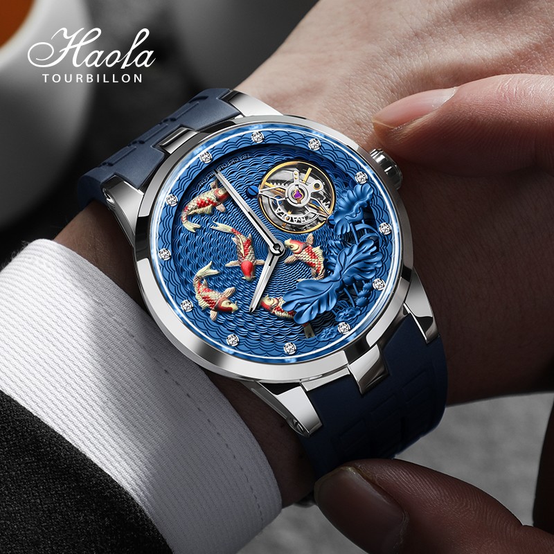 Haofa Carrousel Luxury Mechanical Wristwatch for Men Power Band Sapphire 80 Watch Men Rotation Sapphire 2021