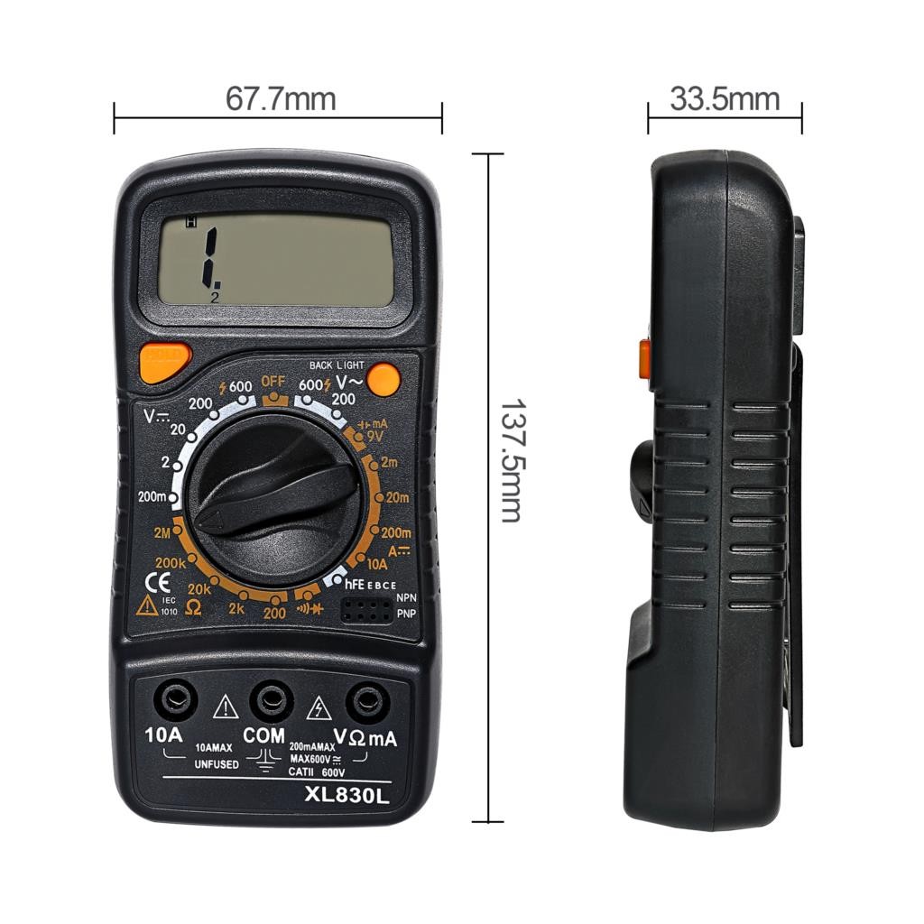 XL830L Digital Multimeter Portable High Resolution Digital Display Universal Belt Backlit Electric Multifunction Meter