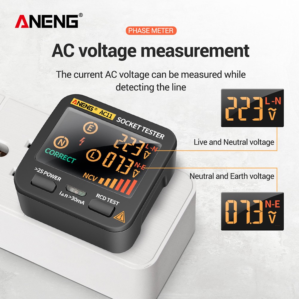 ANENG AC11 Digital Smart Socket Test Circuit Polarity Phase Check Voltage Plug Outlet Switch Detector US/UK/EU/AU Plug