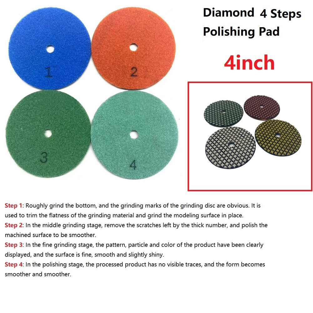 1/7pcs diamond polishing pads kit 4 inch 100mm wet/dry for granite stone concrete marble polishing use grinding discs set