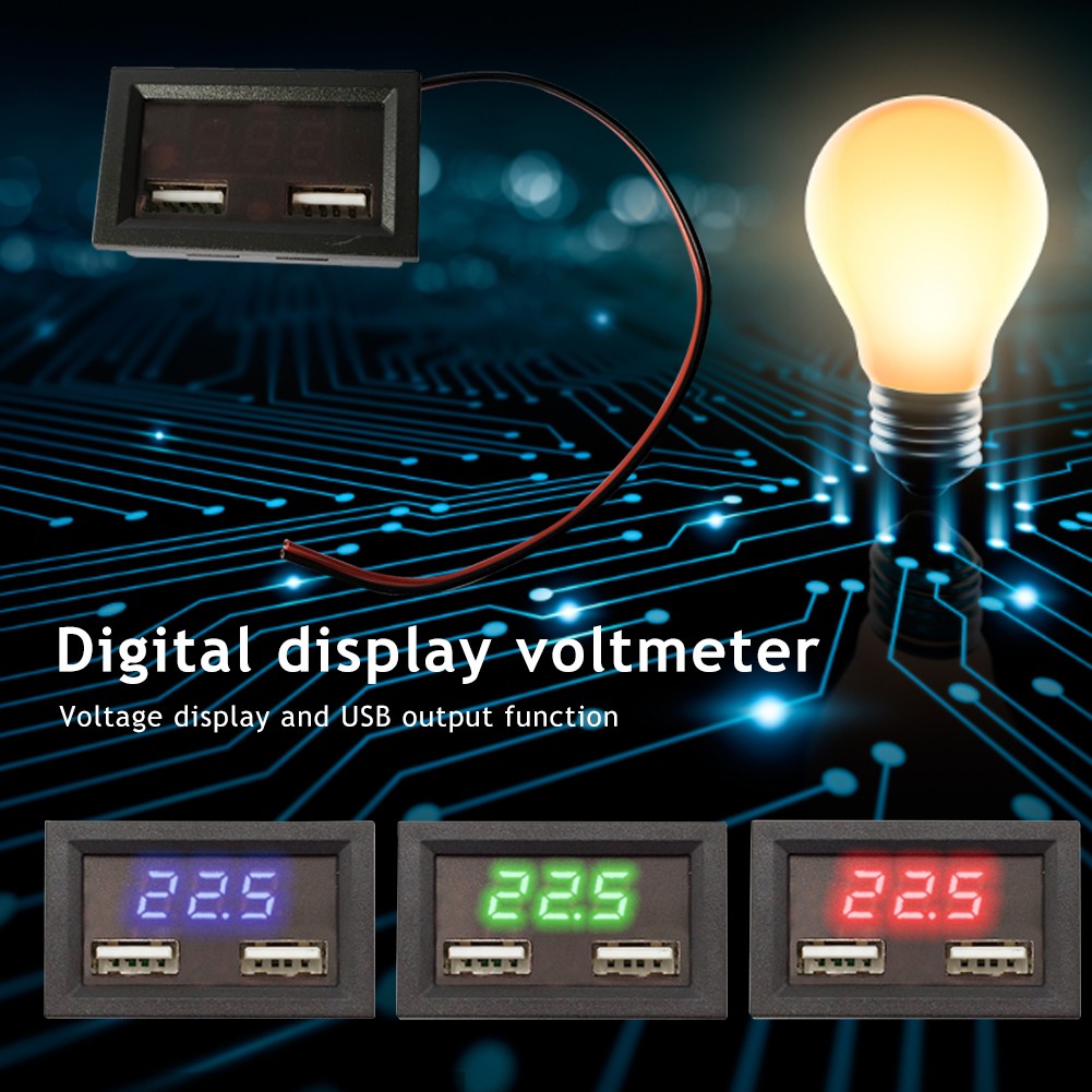 تيار مستمر 5V2A الفولتميتر مقياس التيار الكهربائي الأزرق الأحمر المزدوج LED عرض أمبير المزدوج الرقمية فولت متر مقياس 8-40 فولت الفولتميتر الجهد متر