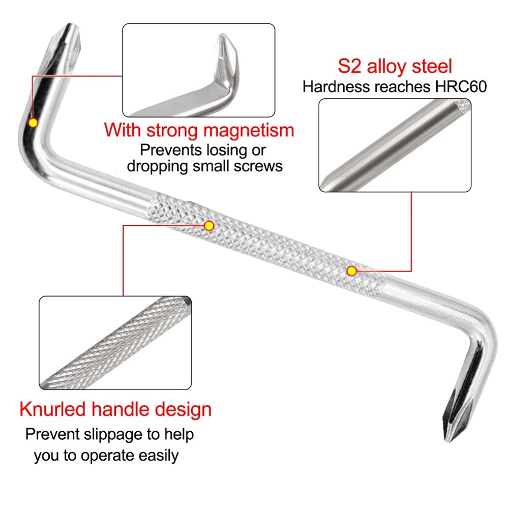 Z-Type Screwdriver L-Shaped 90-Degree Right-Angle Elbow Bend Torx Slotted With Magnetic Short Screwdriver