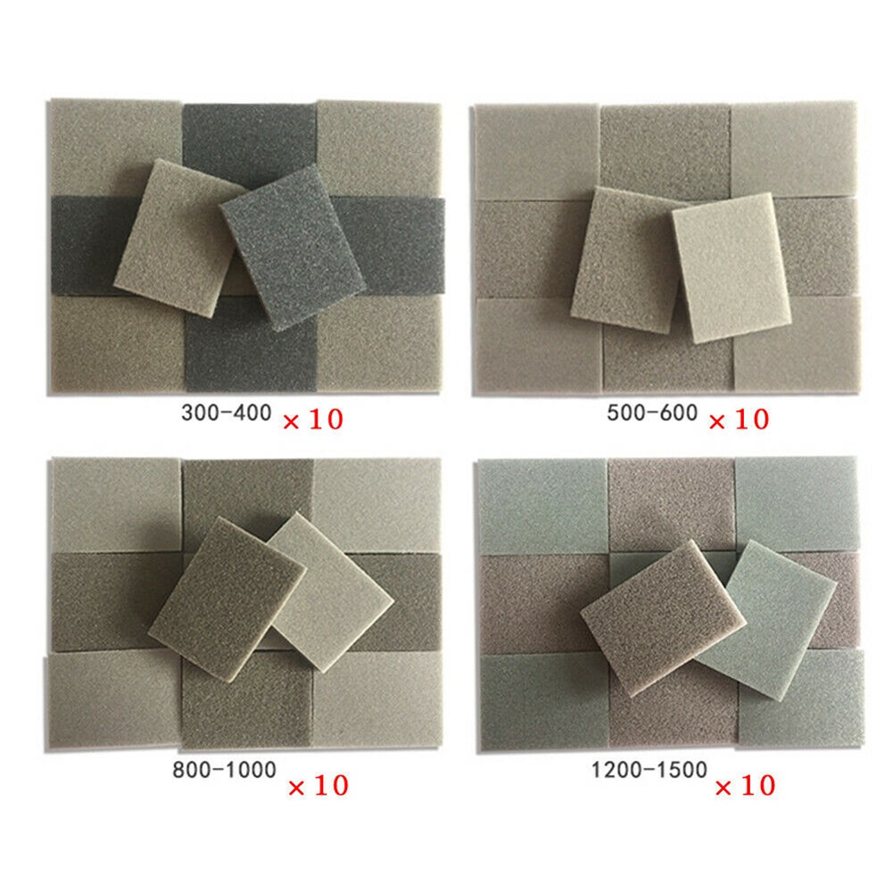 Grit 300 400 800 Sandpaper Set Wall Grinding Sponge Block Sand Sandpaper Craft Model Paint Polished Sand Brick Kitchen Cleaner