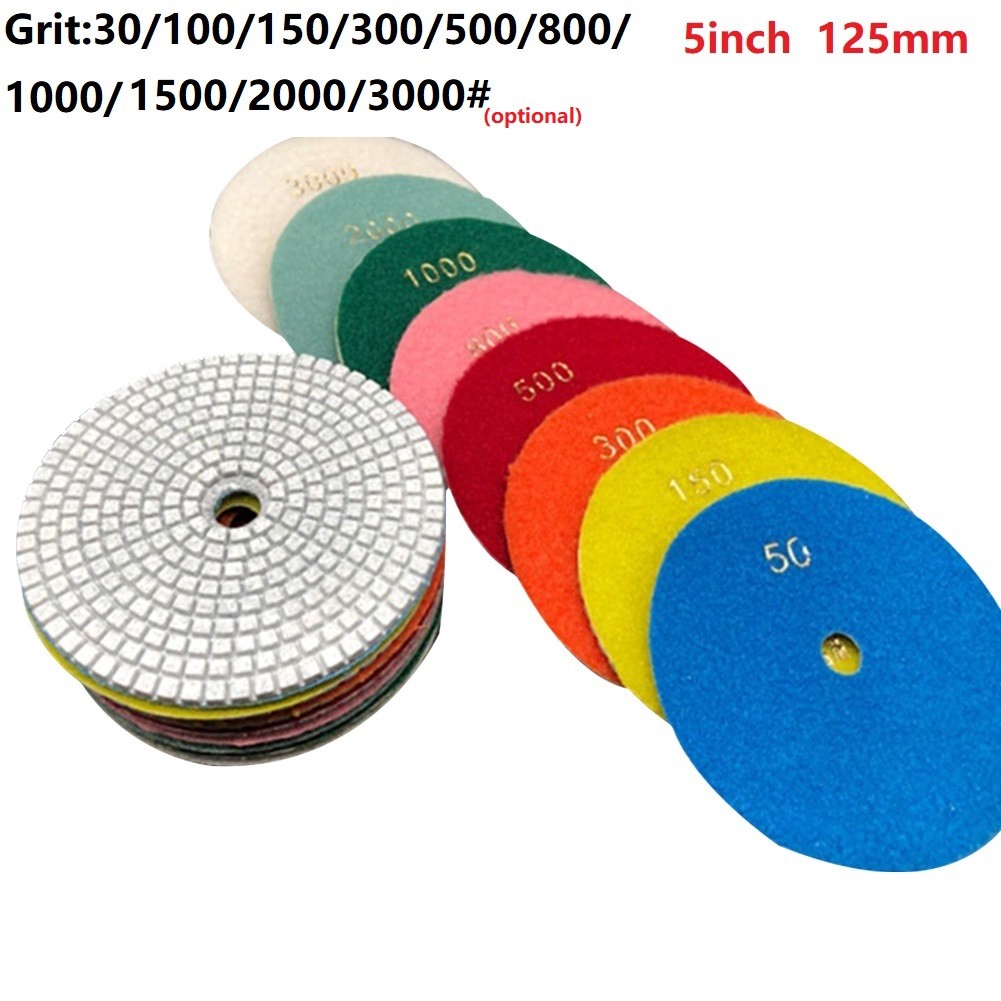 1pc diamond polishing pads kit 5 inch 125mm wet/dry for granite stone concrete marble polishing use grinding discs set