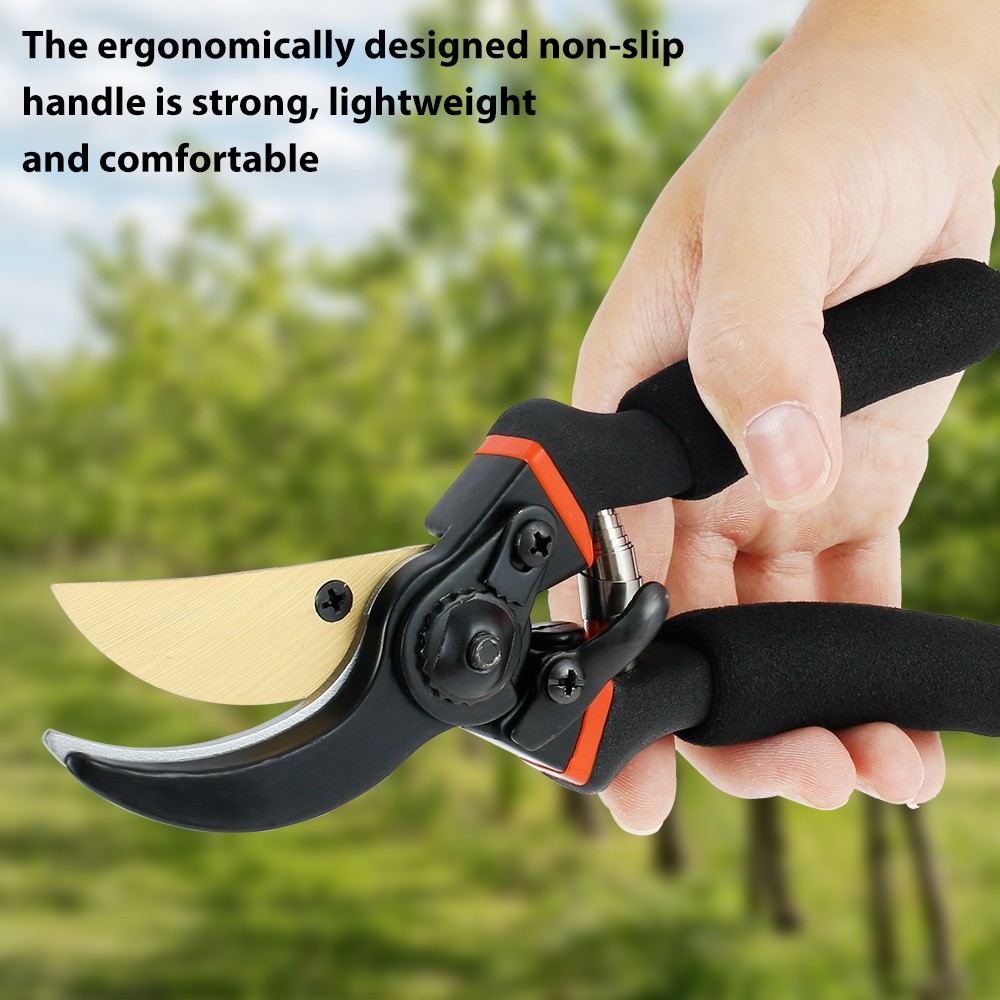 Garden Pruning Shears With Comfortable Grip Lightweight Hand Pruner Titanium Steel Bypass Secateurs Garden Shears Tree Trimmer