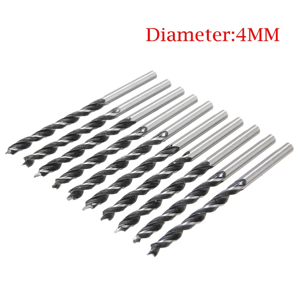 10Pcs Twist Drill Bit Wood Drills With Center Point Wood Cutter Hole Sawcarpentry Tools 4mm Diameter For Woodworking Carving