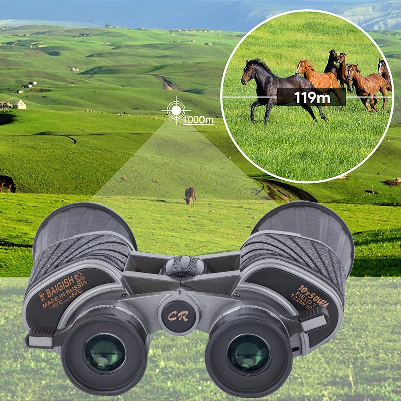 HD 10X50 Powerful Binoculars Long Range Telescope Zoom Metal BAK4 High Magnification Professional Monocular for Hunting Tourism