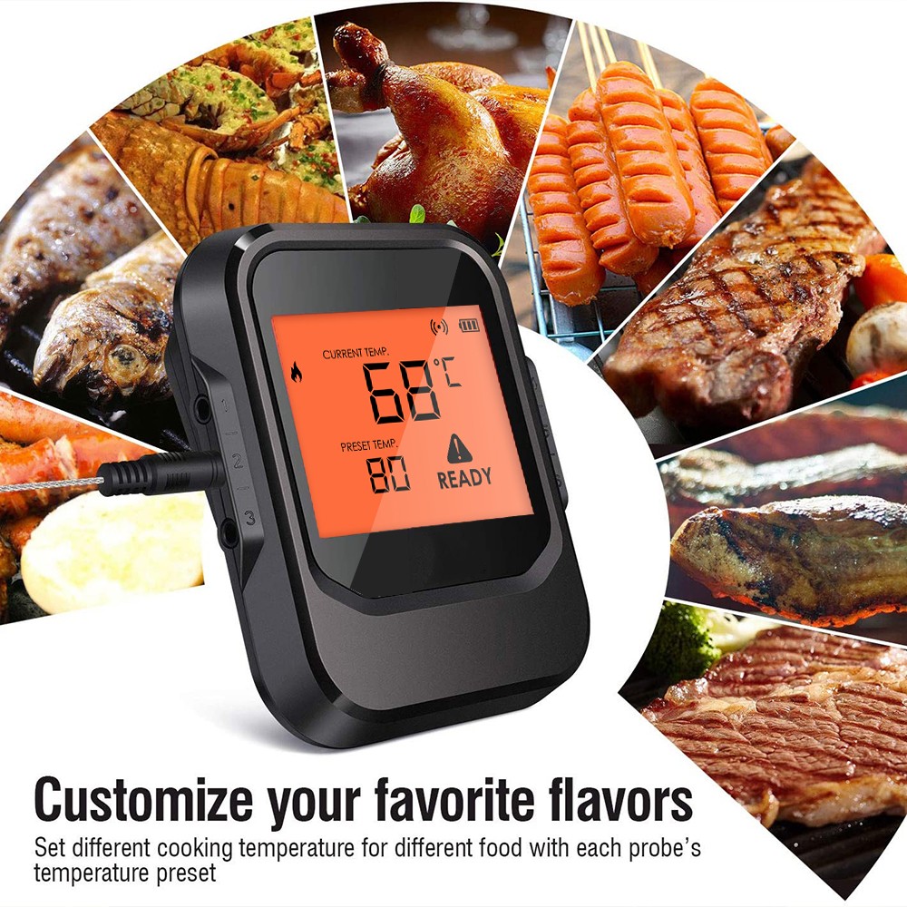 AidMax Pro06 165Ft Remote Multi-Channel Bluetooth Smokehouse BBQ Thermometer with Temperature Probe