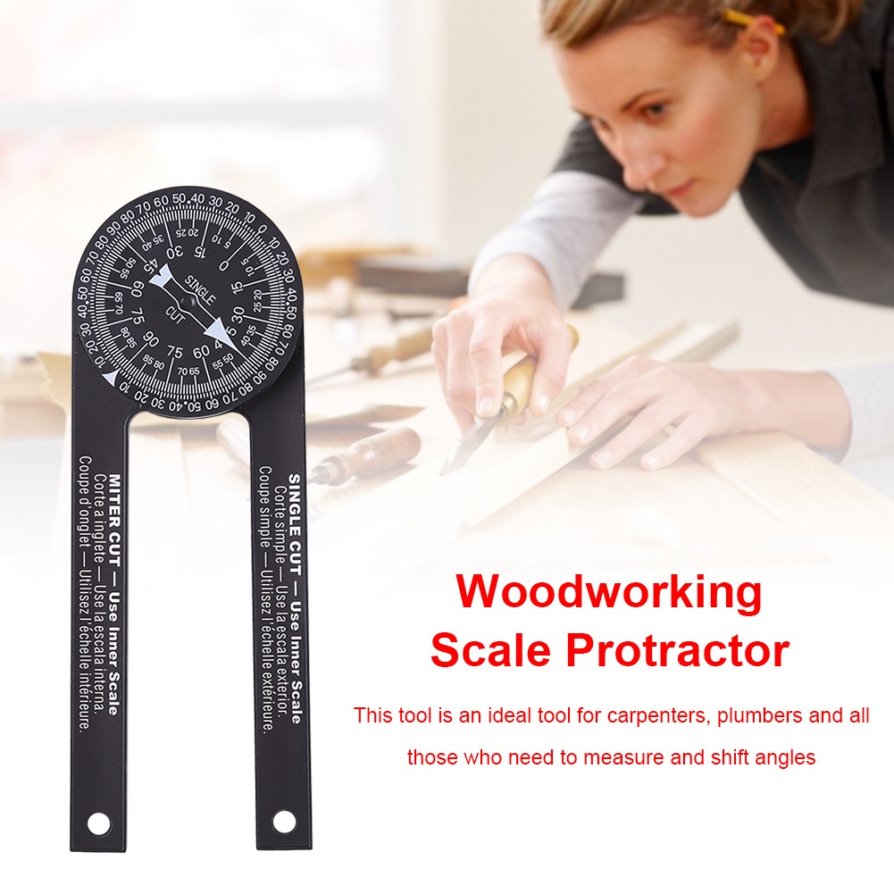 Woodworking Scale Miter Saw Protractor Angle Level with Marking Pencil Carpenter Angle Finder Measuring Ruler Meter Gauge Tools
