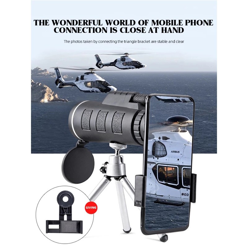 40X60 HD Professional Monocular Telescope Night Powerful Binoculars Waterproof Mini Pocket Zoom With Smartphone Hunting Camping