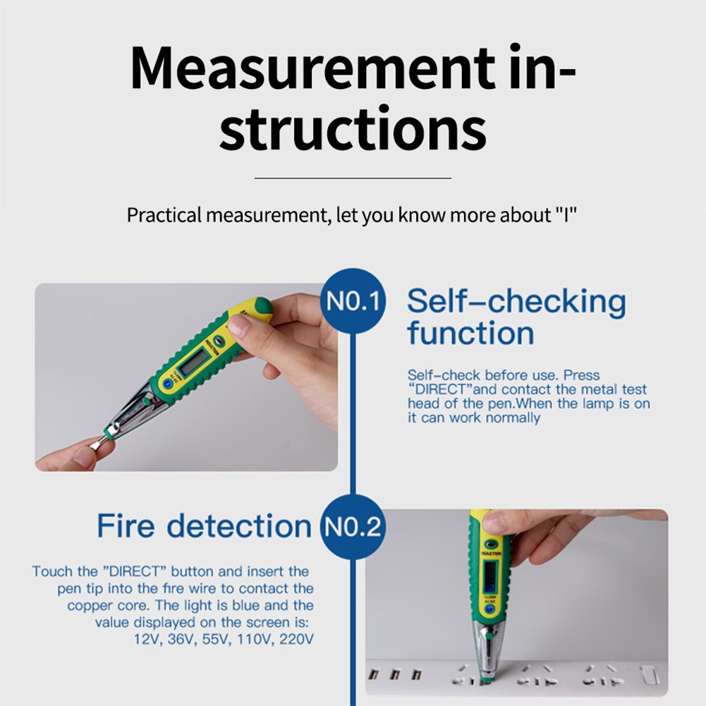 ANENG AC/DC 12-250V Non-contact LCD Digital Display Tester Screwdriver Power Outlet Voltage Detector Pen with Light