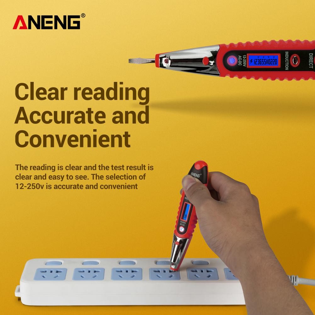 ANENG AC DC 12-250V Tester Digital Tester Pencil Non-contact saft Electric Test Pen LCD Display Screwdriver Voltage Indicator