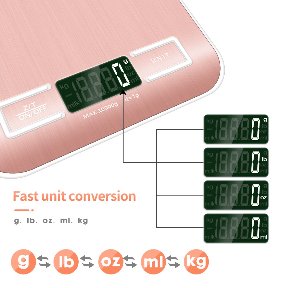 10/3Kg موازين المطبخ الفولاذ المقاوم للصدأ وزنها للأغذية حمية التوازن البريدي قياس LCD الدقة ميزان إلكتروني 40% Off