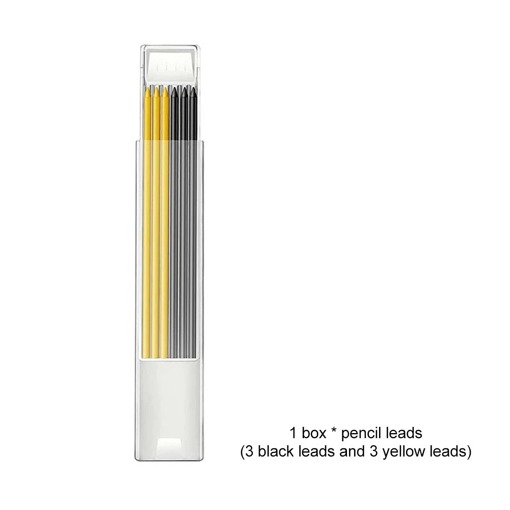 Solid Carpenter Pencil Set with 6 Threaded Refill, Built-in Sharpener, Deep Hole Mechanical Pencil Marker Marking Tool