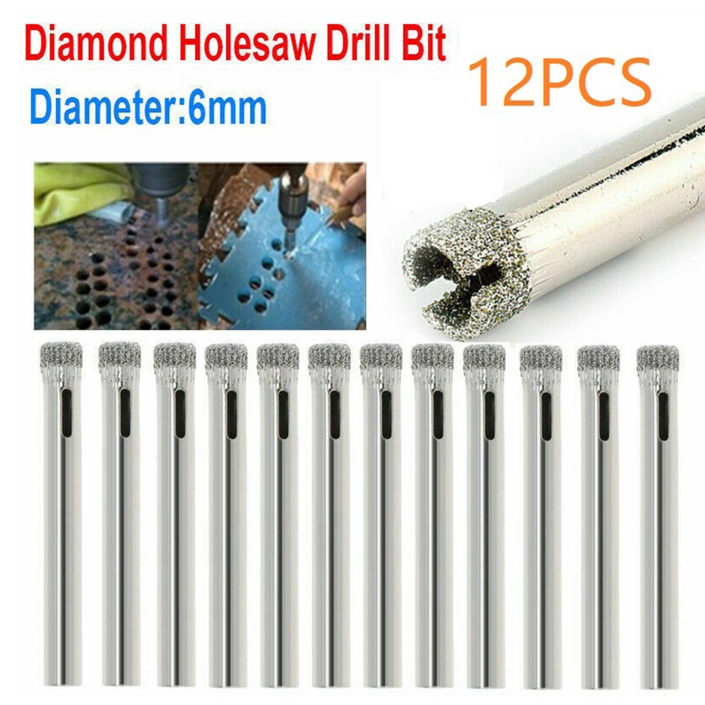 12pcs 6mm Diamond Drill Core Bit Connection Porcelain Tile Drill Bits Marble Stone Masonry Hole Saw