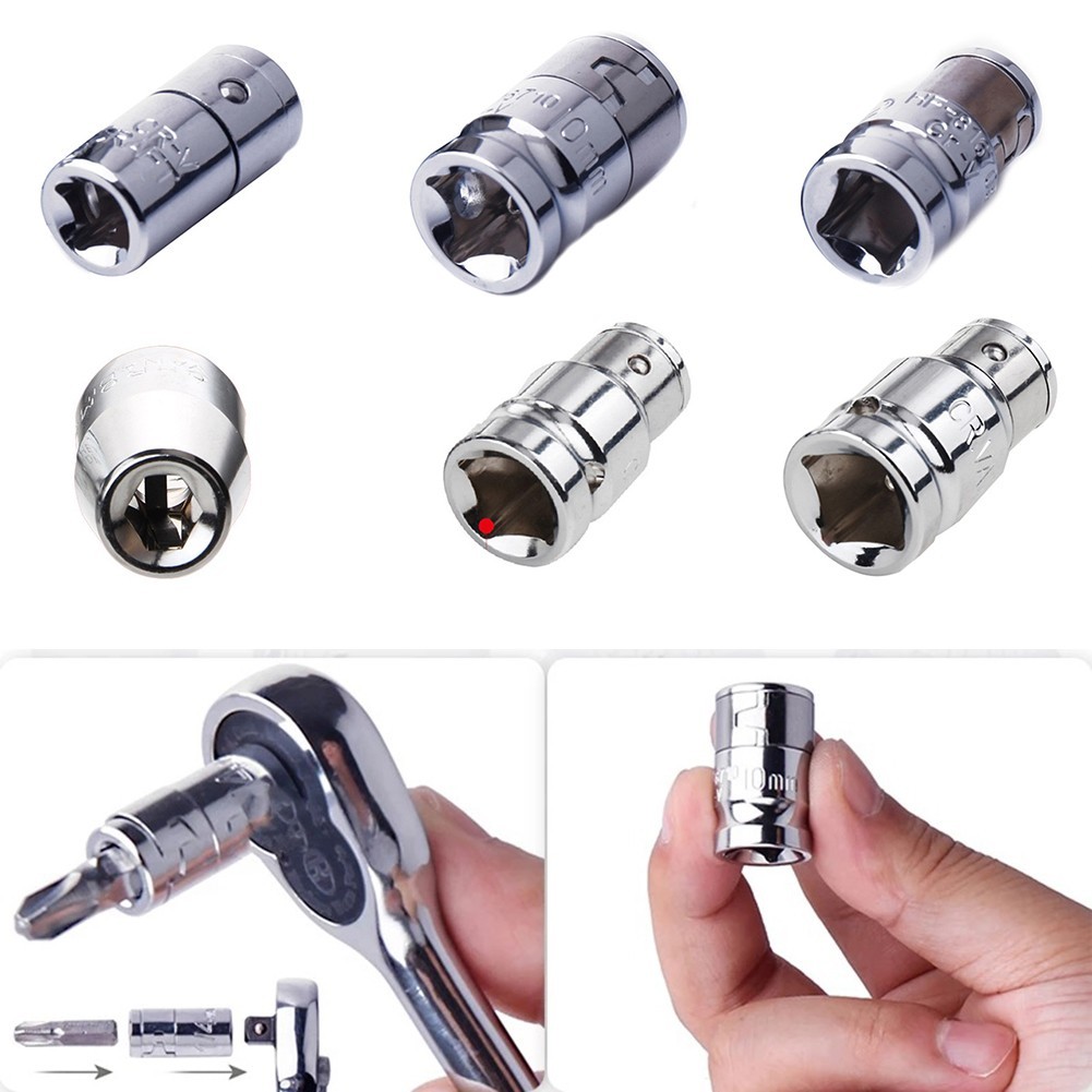 1/4 Ratchet Universal Socket Adapter Socket Hex Bit Holder Adapter Wrench Hand Tool Kit Repair Tools