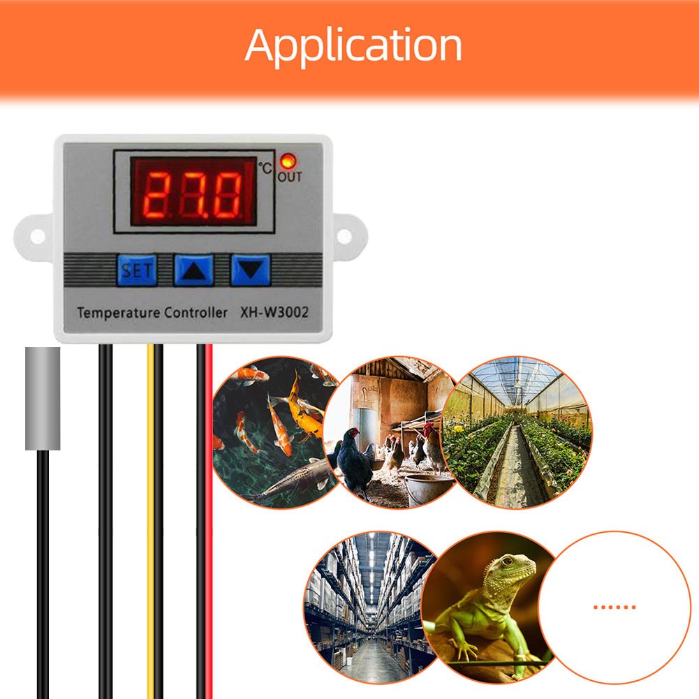 12/24/220V Microcomputer Thermostat Digital Temperature Control Switch Thermometer Thermostat Regulator With Probe -50~110°C