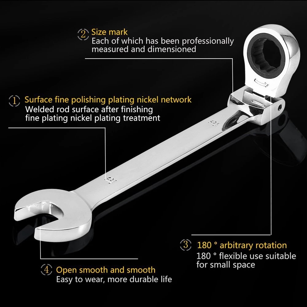 WOZOBUY Ratchet wrench combination, with flexible head, dual purpose ratchet tool, ratchet combination set. car hand tools