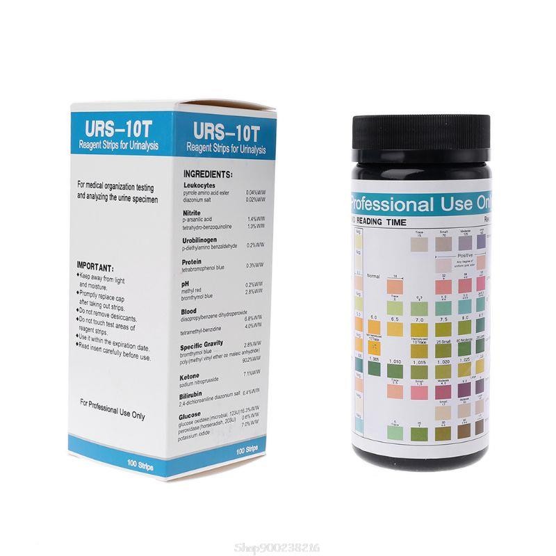 E06A 100 Strips URS-10T Urinalysis Reagent Strips 10 Urine Parameters Test Strip Leukocytes Nitrite Polybilinogen Protein pH