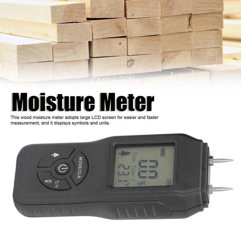 Professional Two Pins Digital Wood Moisture Meter 2-70% Leaf Timber Humidity LCD Display Timber Moisture Detector ATC Function