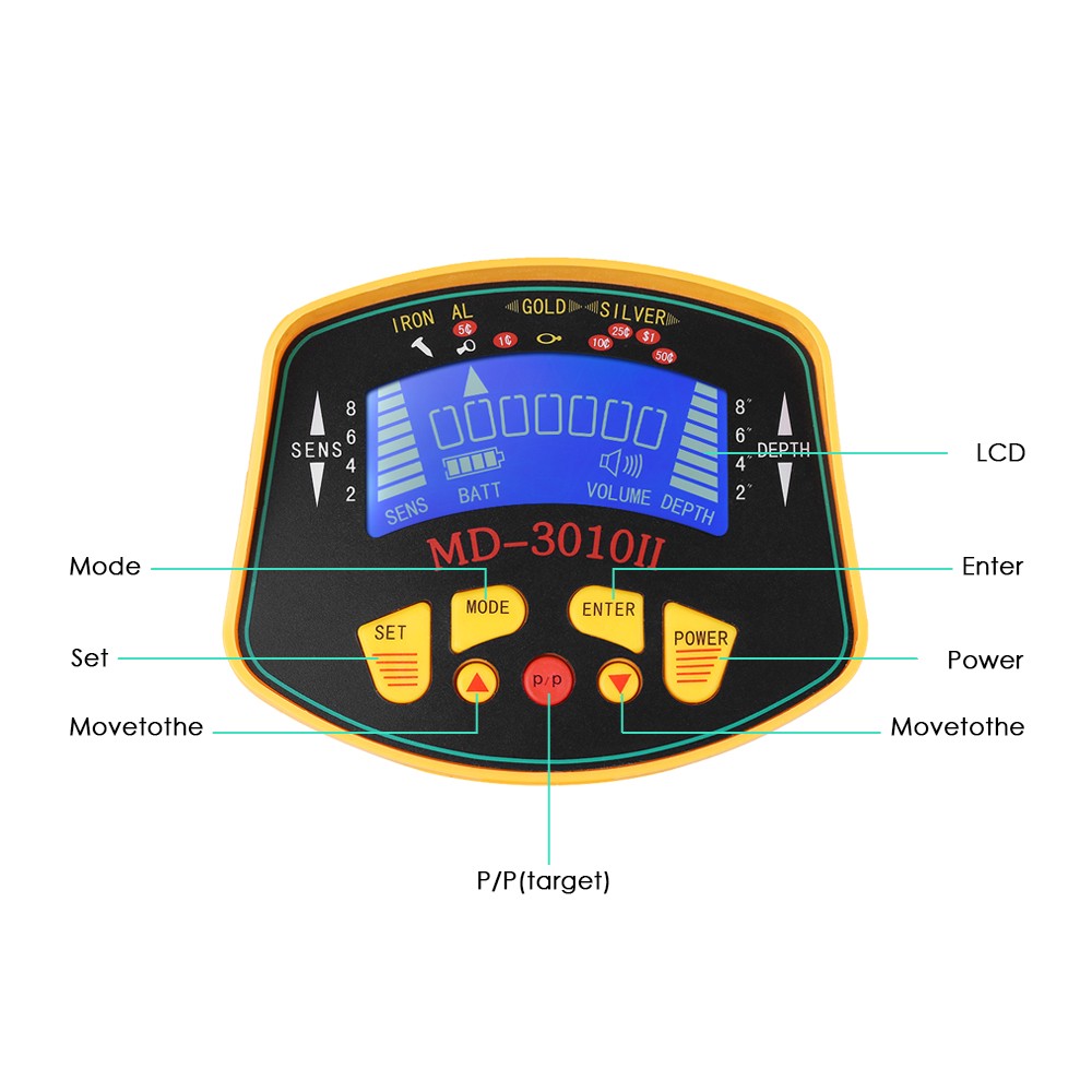 Professional Metal Detector - KMOON, Treasure Hunter, Underground Metals and Gold, High Sensitivity, Model MD3010II