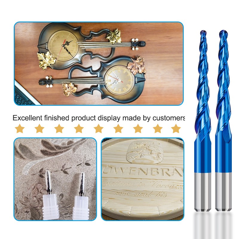 XCAN Spiral Router Bit R0.25-R2.0 2 Flute Carbide Milling Cutter Tapered Ball Nose End Mill Drill Bits for Woodworking